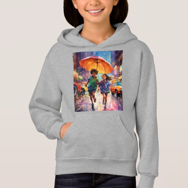 "Rainy Day Bliss: Hoodie Äventyr" T Shirt (Framsida)