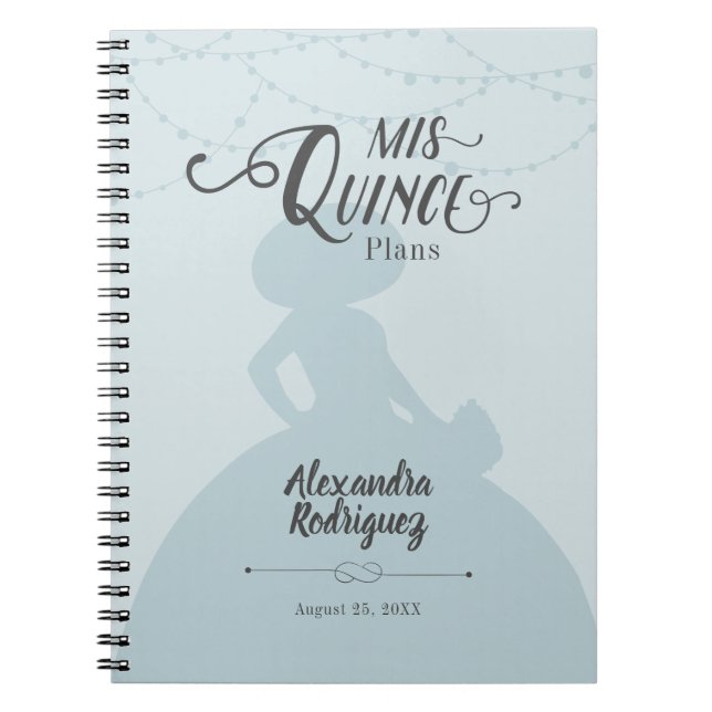 Rainy Day Blue Charro Silhouette Quinceanera Anteckningsbok (Framsidan)