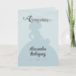 Rainy Day Blue Charro Silhouette Quinceanera Inbjudan