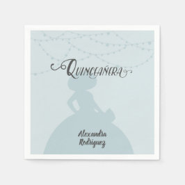 Rainy Day Blue Charro Silhouette Quinceanera Pappersservett
