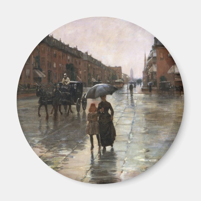 Rainy Day, Boston av Frederick Childe Hassam Magnet (Framsidan)