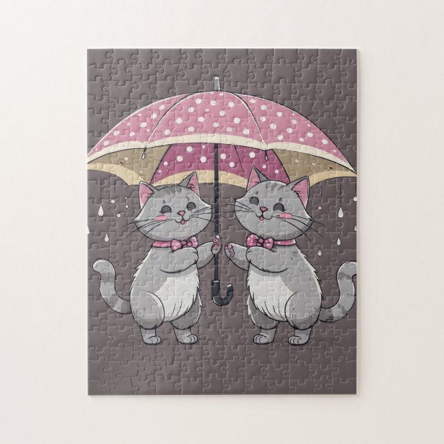 Rainy Day Cat Friends Pussel (Vertikal)