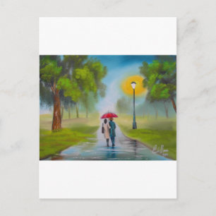 RAINY DAY COUPLE UMBRELLA PAINTING VYKORT