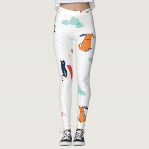 Rainy Day Friends: Cat Hund Vintage Leggings
