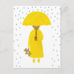 Rainy Day Girl med vykort för Nalle