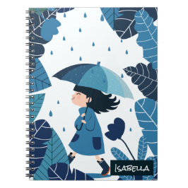 Rainy Day Girl Spiral Photo Notebook Anteckningsbok