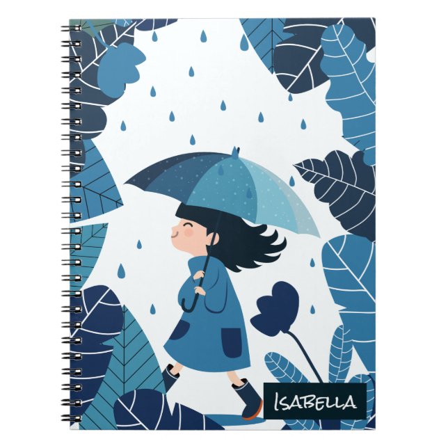 Rainy Day Girl Spiral Photo Notebook Anteckningsbok (Framsidan)