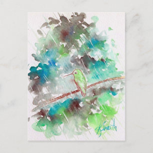 Rainy Day Hummingbird Vykort
