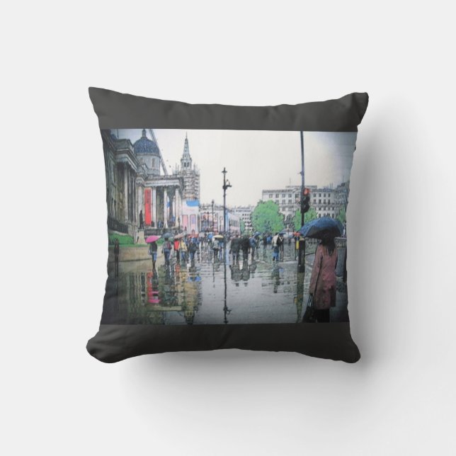 Rainy Day i London England Kudde (Framsida)
