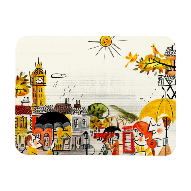 Rainy Day i London Magnet (Horisontell)