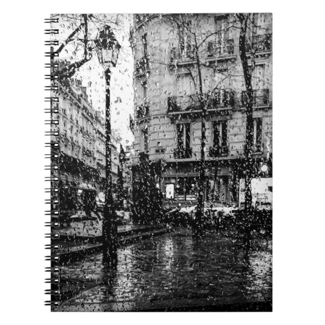 Rainy Day i Paris| Svartvitt Anteckningsbok (Framsidan)
