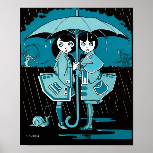 Rainy Day in Blue Poster (Framsidan)