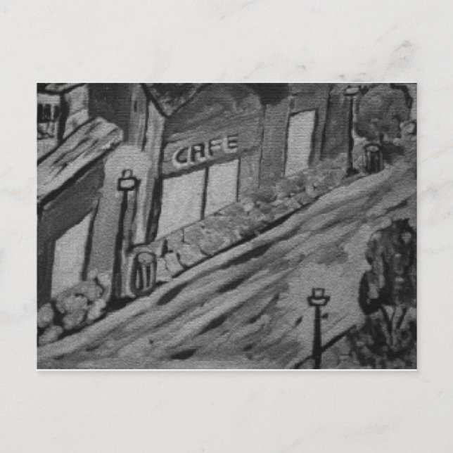 Rainy Day in the Cafe - Art Postcards Vykort (Framsida)