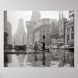 Rainy Day in Times Square, 1943. Vintage Photo Poster