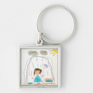 Rainy Day Keychain Fyrkantig Silverfärgad Nyckelring