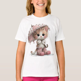“Rainy Day Kitty” Söt Katt T‑Shirt T Shirt
