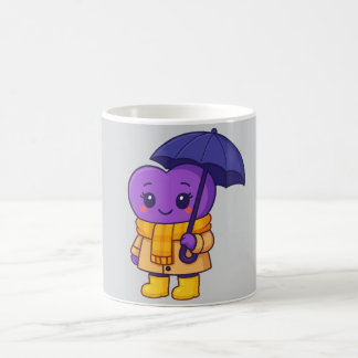 "Rainy Day Lila Heart - Cute Tecknad Mugg