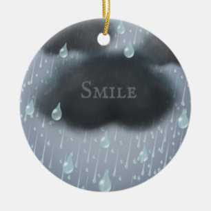 Rainy Day-meddelande "Vänskap Weathers All" Anpass Julgransprydnad Keramik