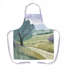 Rainy Day | Nature Watercolor Hills Landscape 