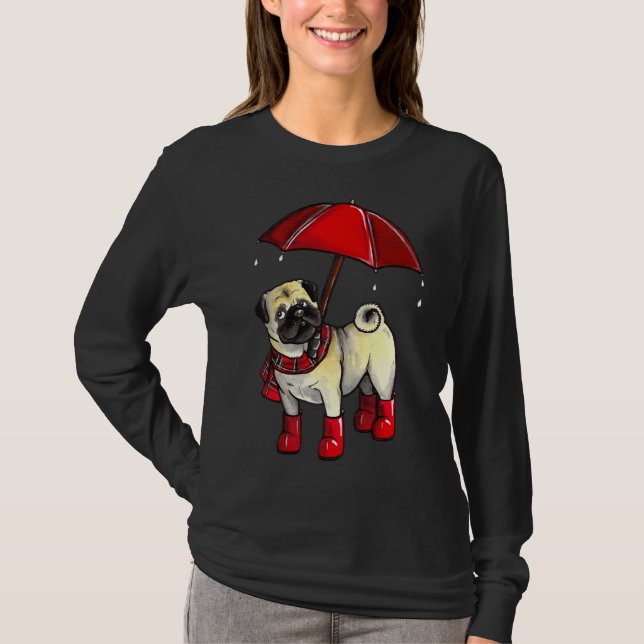 Rainy Day Pug Classic T-Shirt 605 (Framsida)