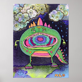 Rainy Day Sneakers Monster Poster