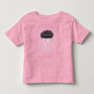 Rainy Day Thunder Cloud med Baby Namn Rosa T Shirt