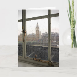 Rainy Day View on Big Ben - London Greeting Card Kort