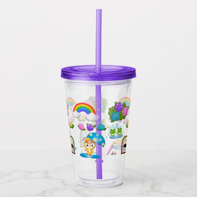 Rainy Days, Flowers och Rainbows Take Away Mugg (Framsida)