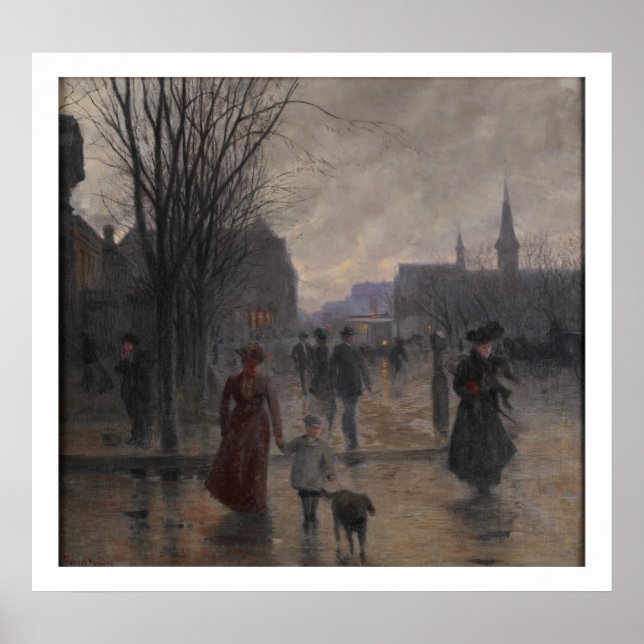 Rainy Evening on Hennepin Avenue, 1902 Poster (Framsidan)