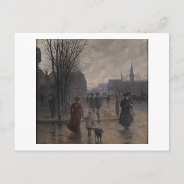 Rainy Evening on Hennepin Avenue, 1902 Vykort (Framsida)