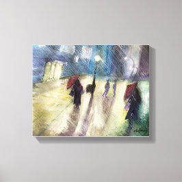 RAINY EVENING , - vattenfärg, omsluten arbetsyteut Canvastryck