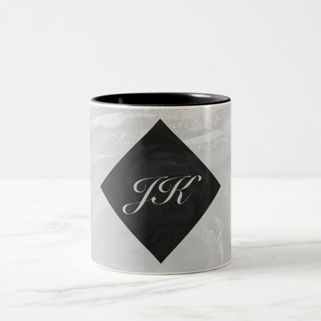 Rainy Himlar Grått och Black Monogram Två-Tonad Mugg (Center)