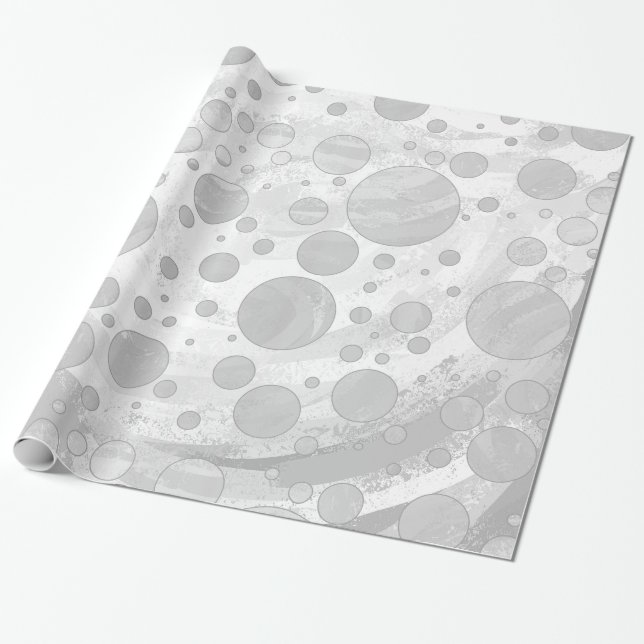 Rainy Himlar Grått Polka dots Presentpapper (Utrullad)