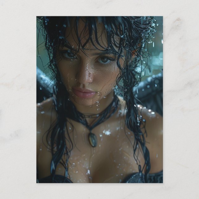 Rainy Mörk Angel Fantasy Vykort (Framsida)