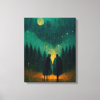Rainy Night Couple i Kanvastrycket Forest Canvastryck