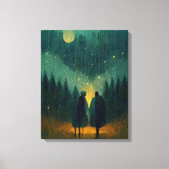 Rainy Night Couple i Kanvastrycket Forest Canvastryck (Framsida)