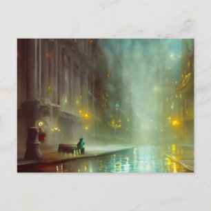 Rainy Night in City Postcard Vykort