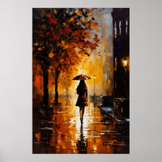 Rainy Nights, City Ljus: A Vacker Womans J.. Poster