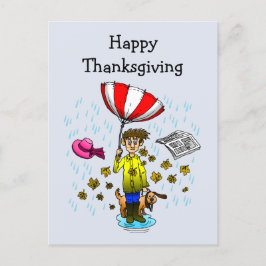 Rainy och Windy Day. vykort för happy thanksgiving