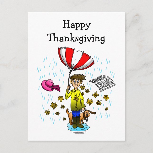 Rainy och Windy Happy thanksgiving Vykort (Framsida)