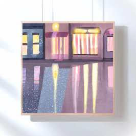 Rainy Reflection | Lofi Contemporary vattenfärg Poster
