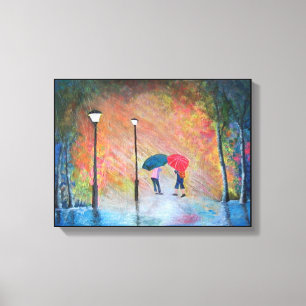 Rainy School Day in Korea Children Umbrella Canvastryck