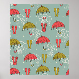 Rainy Season Parbrella Design Poster