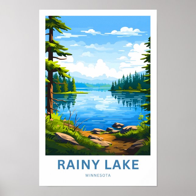Rainy Sjö Minnesota Travel Skriv ut Poster (Framsidan)