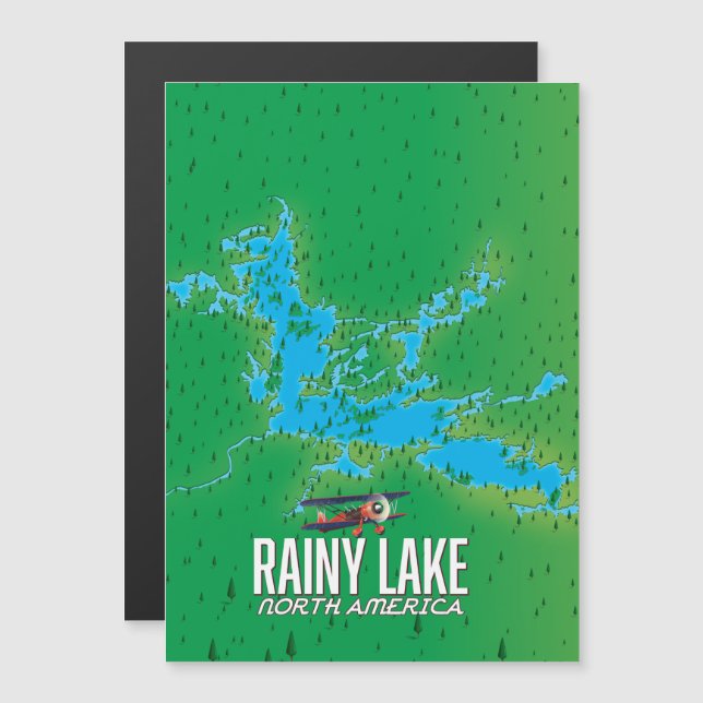 Rainy Sjö Nordamerikan sjö karta (Fram/baksida)