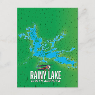 Rainy Sjö Nordamerikan sjö karta Vykort