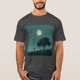 Rainy Solitude – Lonely Person & Tree Illustration T Shirt