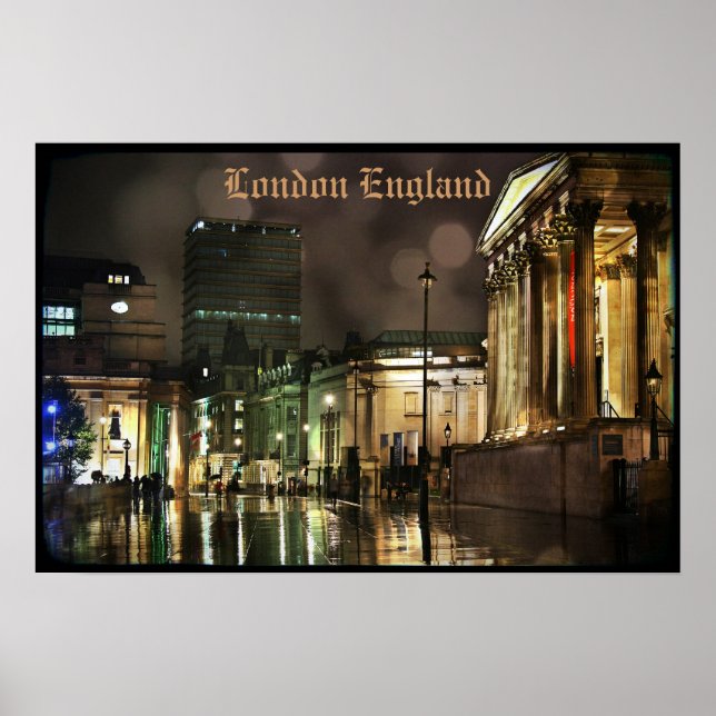 Rainy Trafalgar Square Poster (Framsidan)