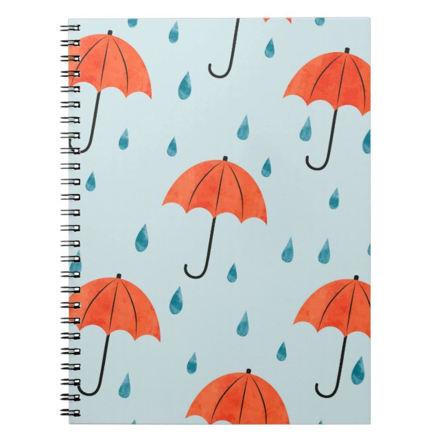 Rainy Umbrellas: Vattenfärgsdroppar hösten Anteckningsbok (Framsidan)