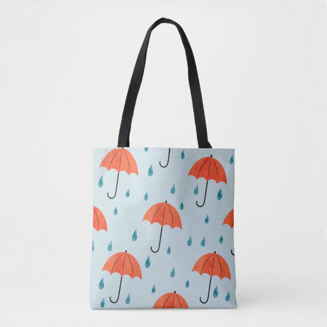 Rainy Umbrellas: Vattenfärgsdroppar hösten Tygkasse (Framsida)